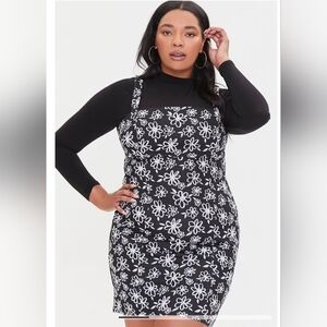 NWT‎ Forever 21 Plus Size Black White Floral Print Dress
